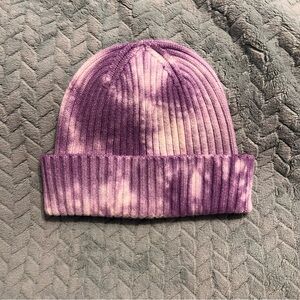Free People Lavender and White Ribbed Beanie hat